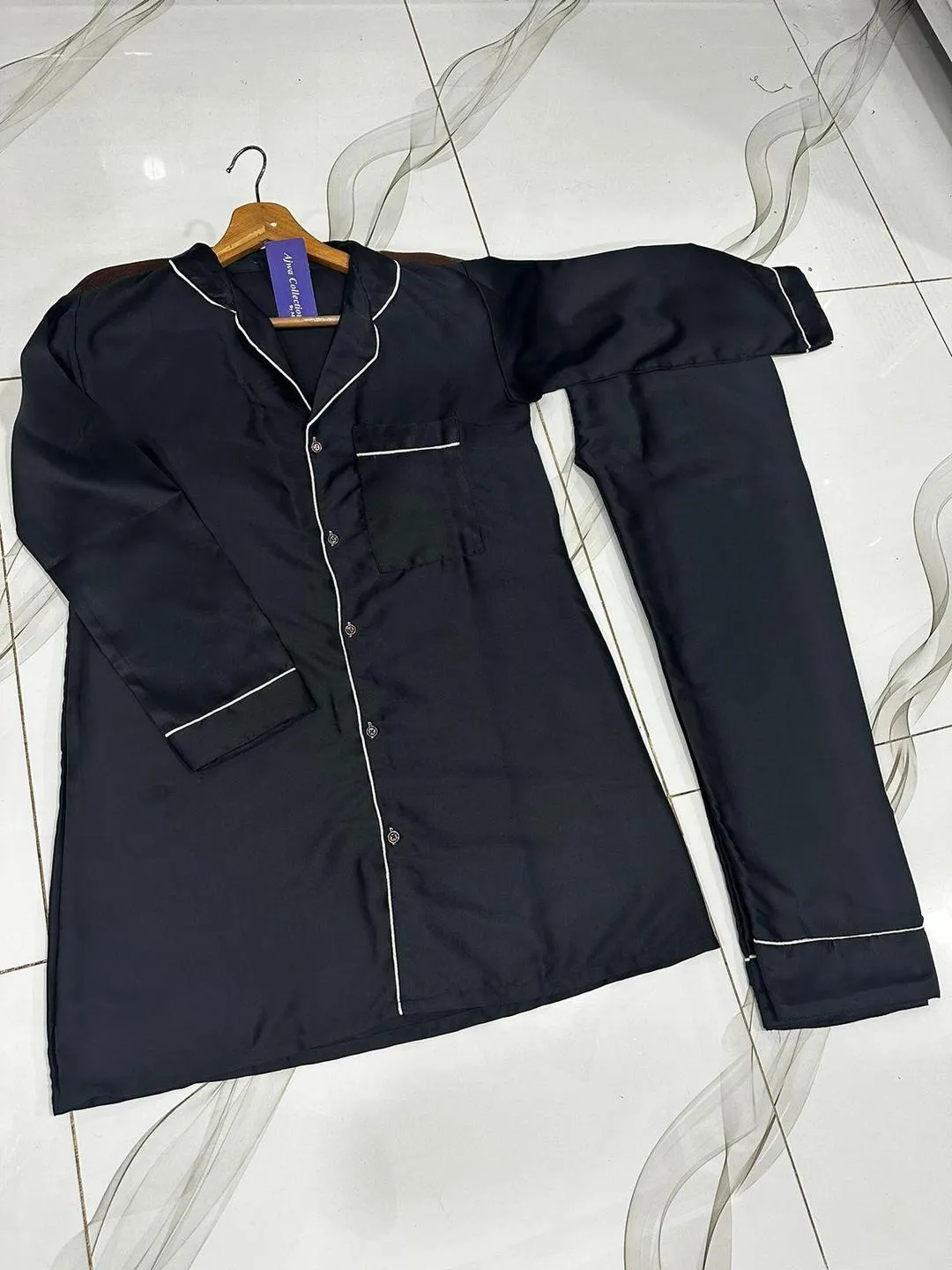 1 Pc Women's Stitched Silk Plain Night Suit