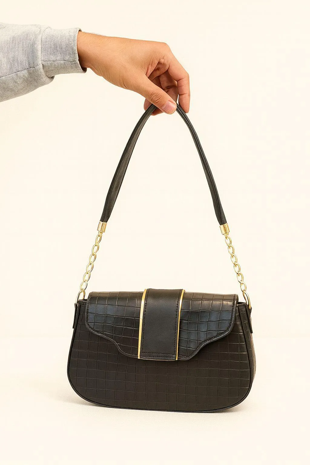 Women's Leather Crossbody Bag Black White Maroon Yellow Medium