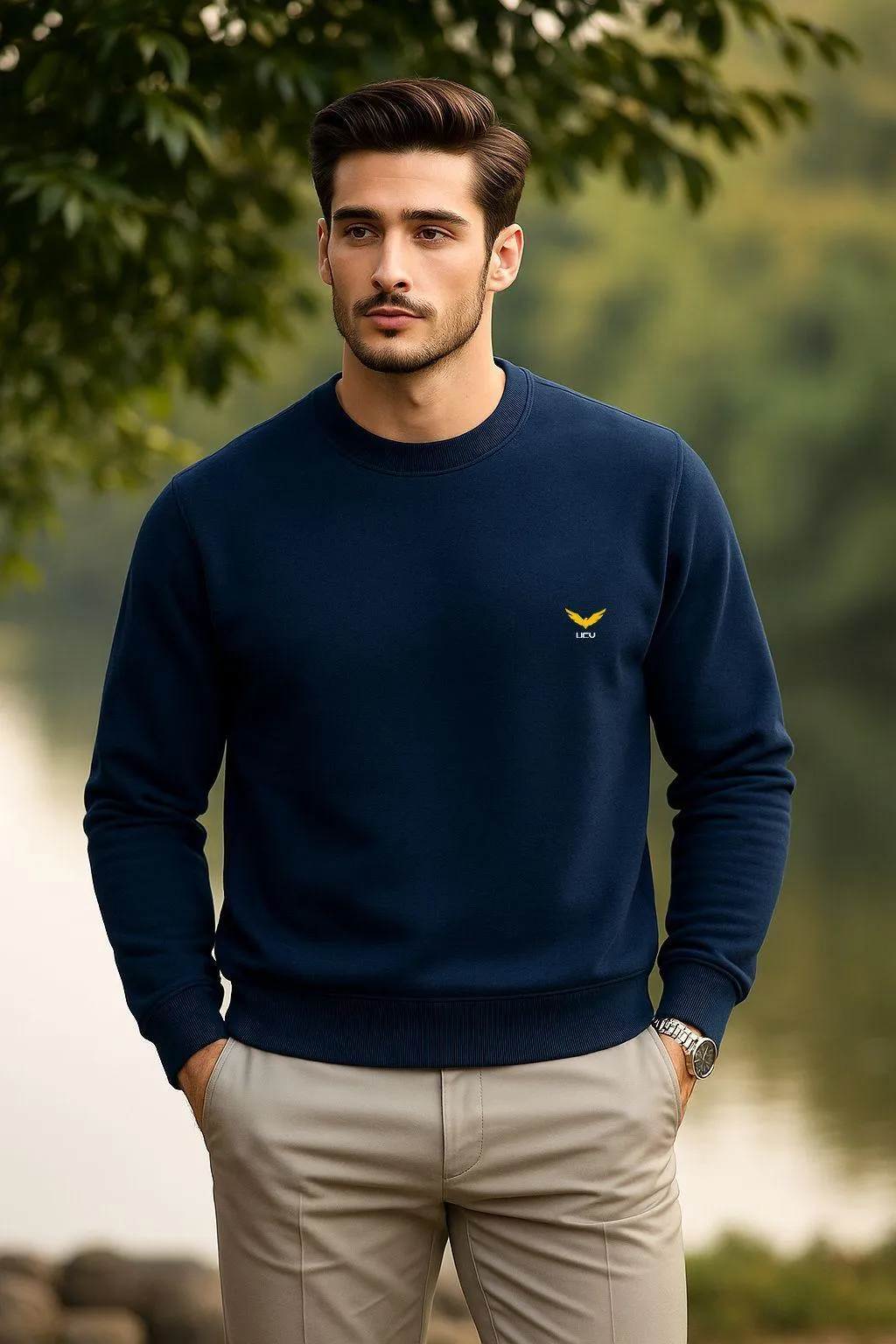 1 Pc Men's Fleece Plain Sweatshirt