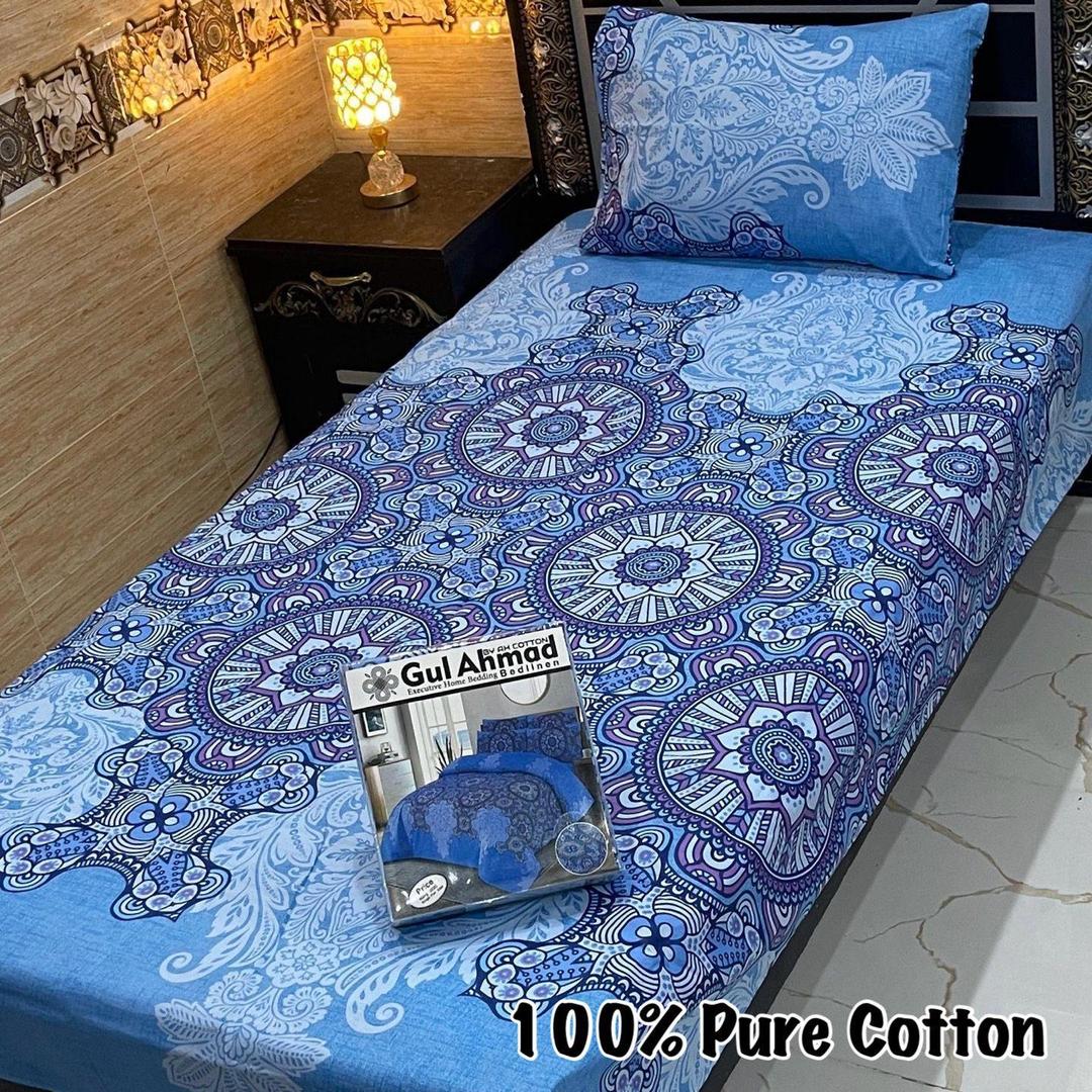 4 Pcs Cotton Printed Single Bedsheet
