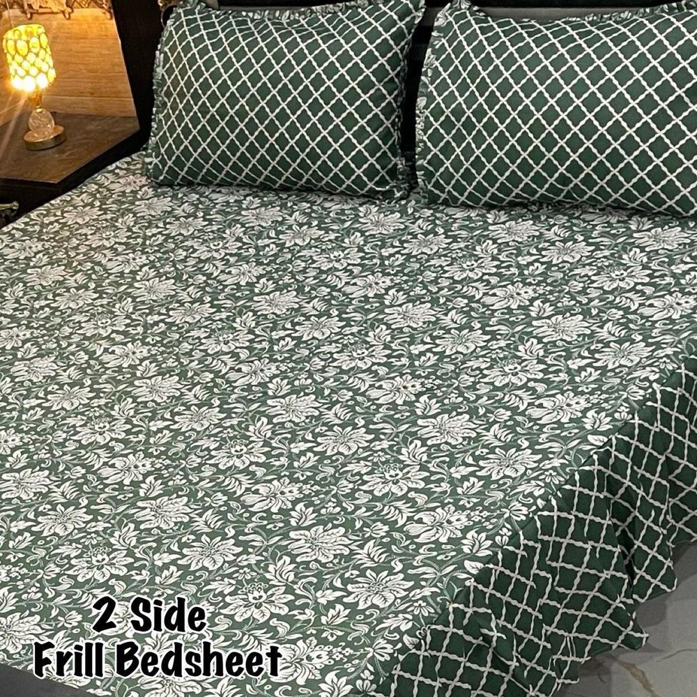 3 Pcs Cotton Salonica Frill Double Bedsheet