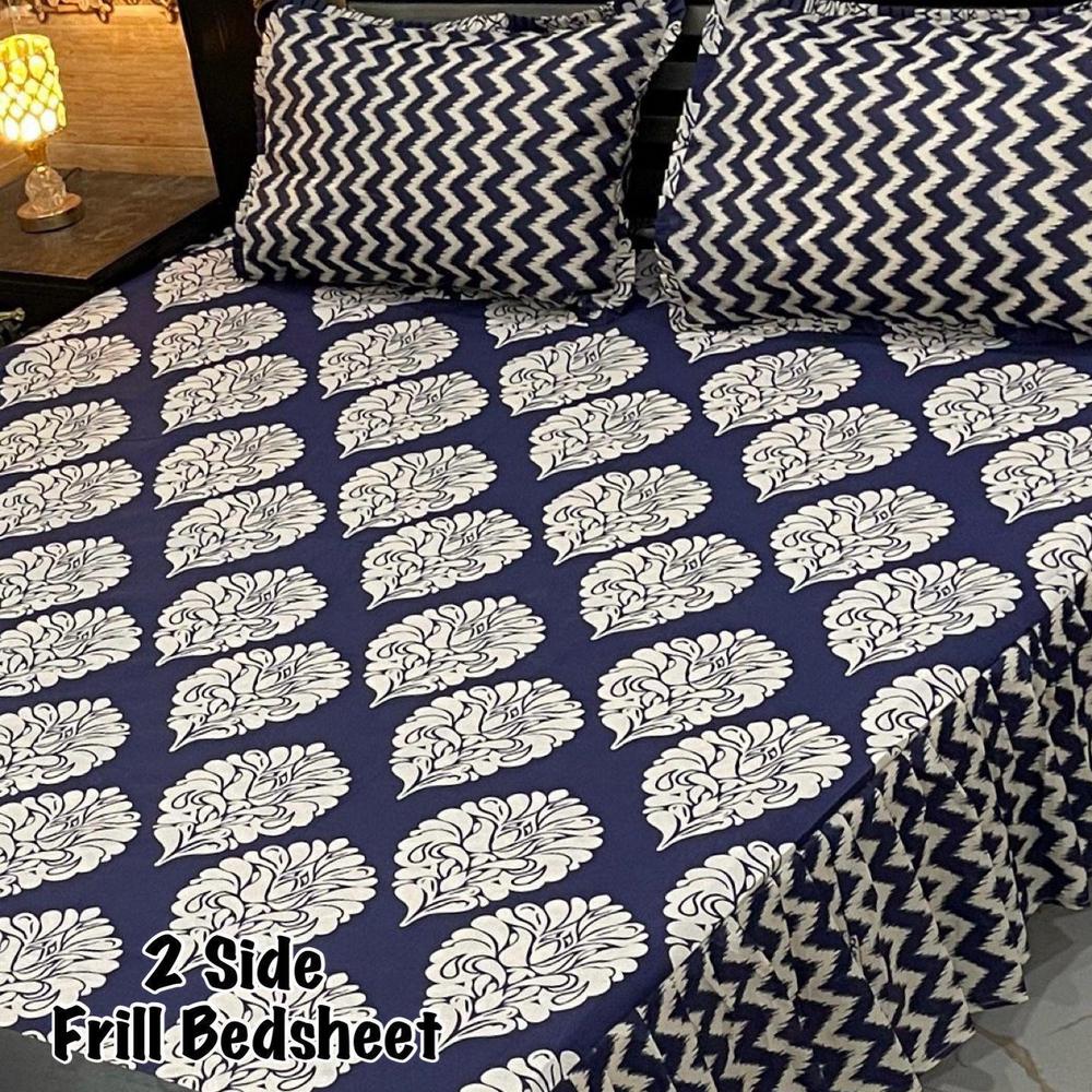 3 Pcs Cotton Salonica Frill Double Bedsheet