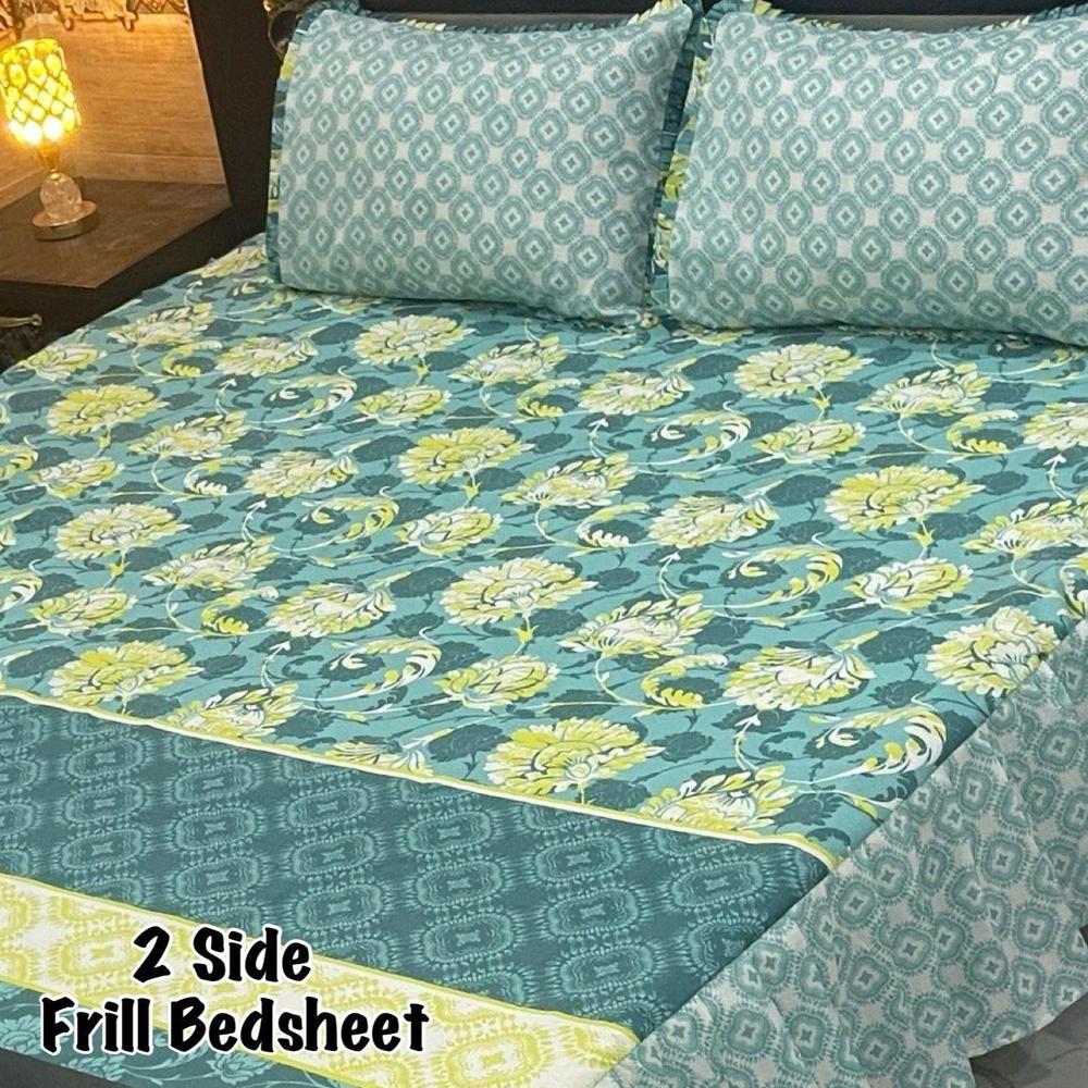 3 Pcs Cotton Salonica Frill Double Bedsheet