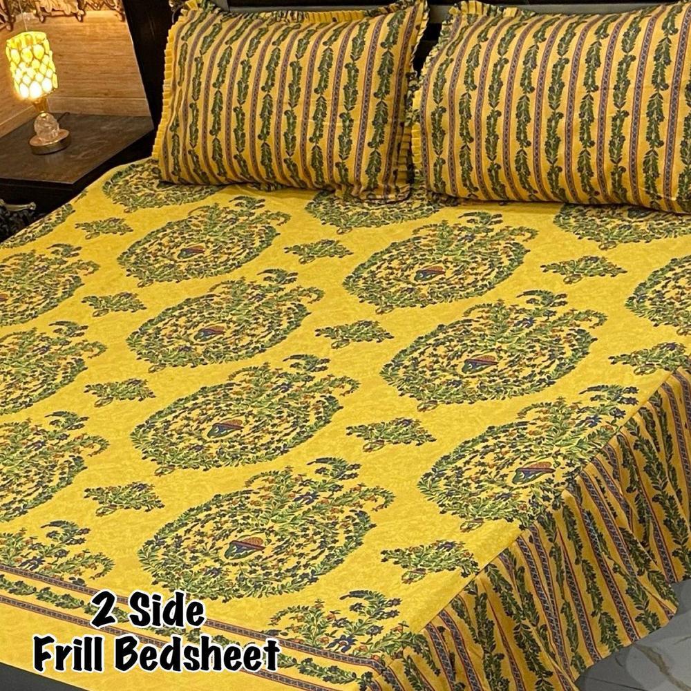 3 Pcs Cotton Salonica Frill Double Bedsheet