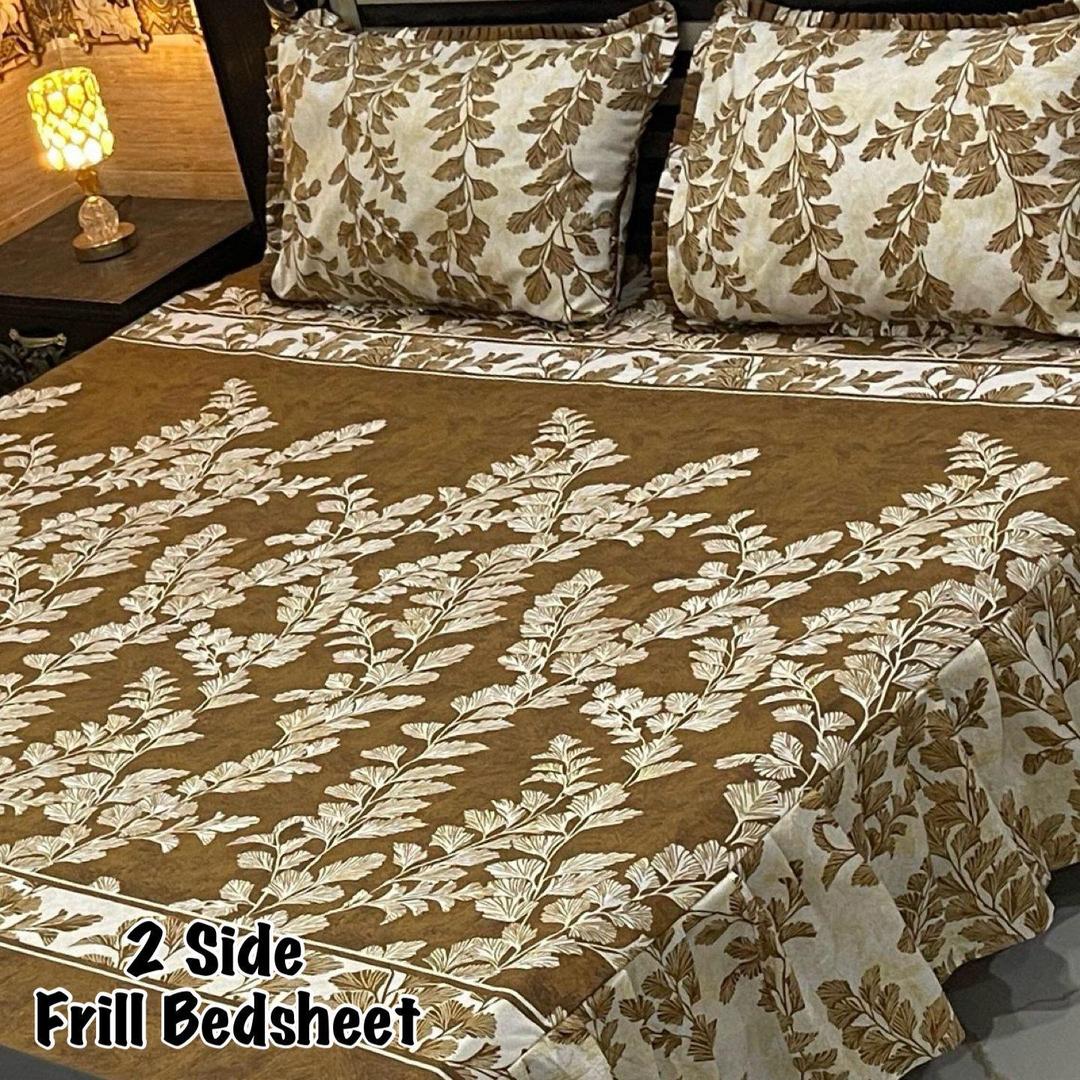 3 Pcs Cotton Salonica Frill Double Bedsheet