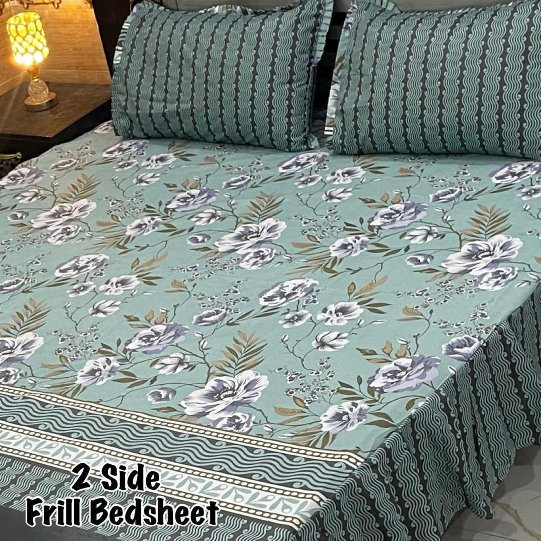 3 Pcs Cotton Salonica Frill Double Bedsheet