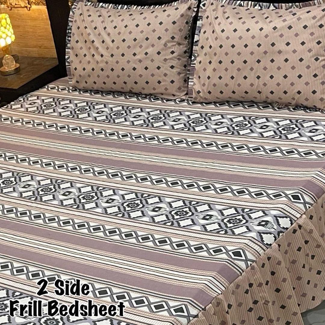 3 Pcs Cotton Salonica Frill Double Bedsheet