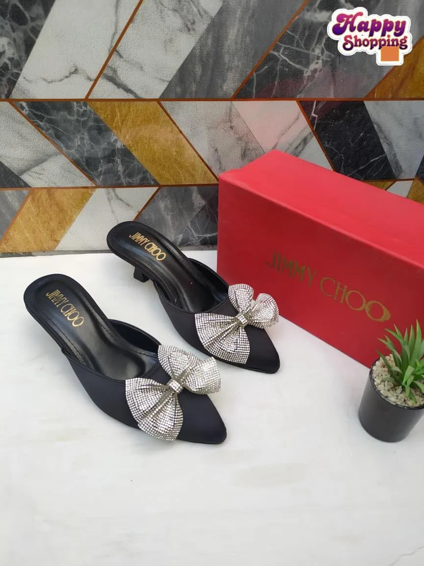 Elegant Women's Fancy Black Rexine Heels - 1 Pcs