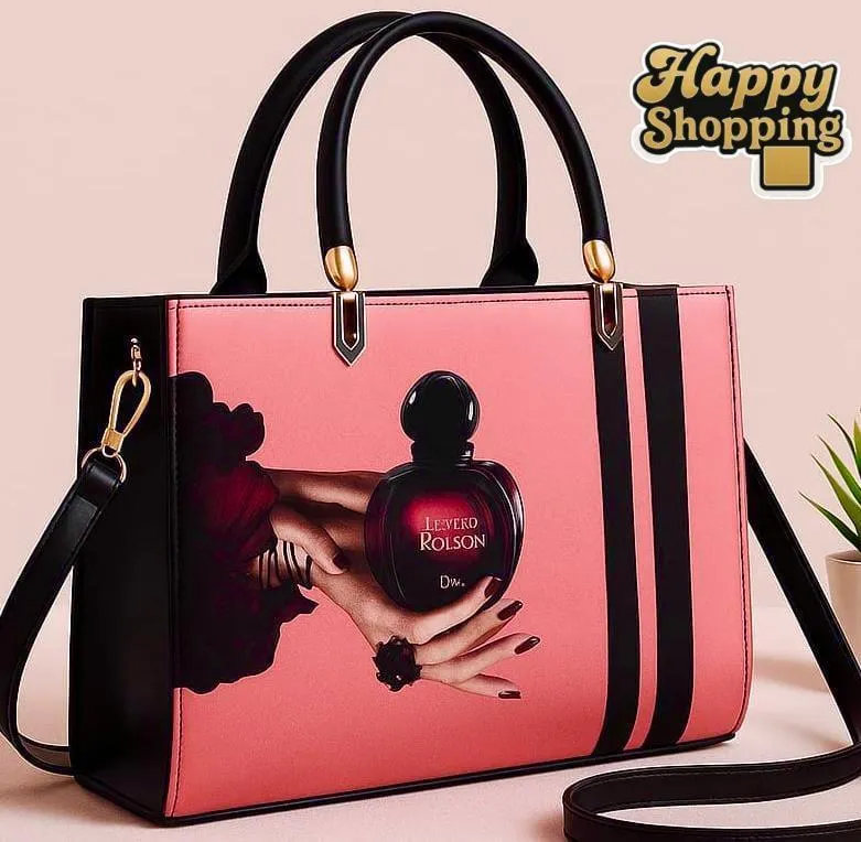 Women's Canvas Printed Shoulder Bag Pink Color 