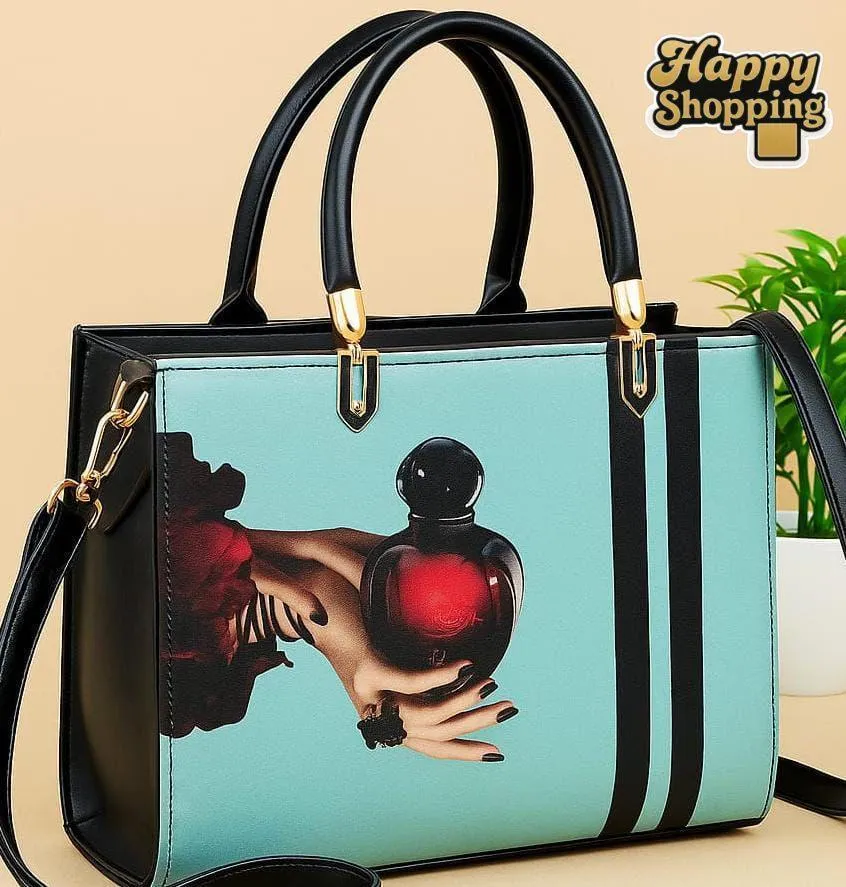 Women's Canvas Printed Shoulder Bag Blue Color 