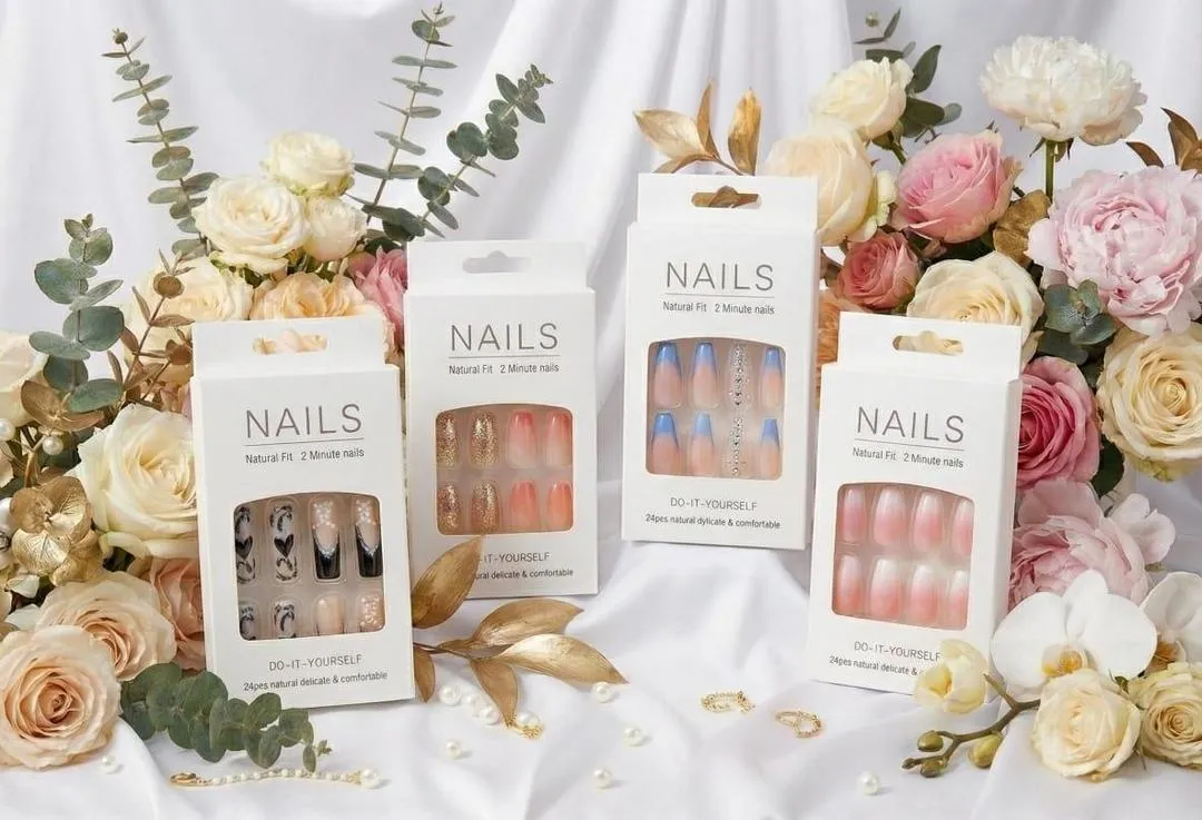 24 Pcs Professional Manicure Fake Nails - Multicolor ABS Plastic for Endless Creativity