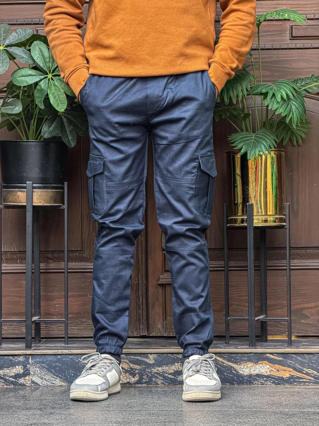 1 Pc Men's Cotton Plain Cargo Pants