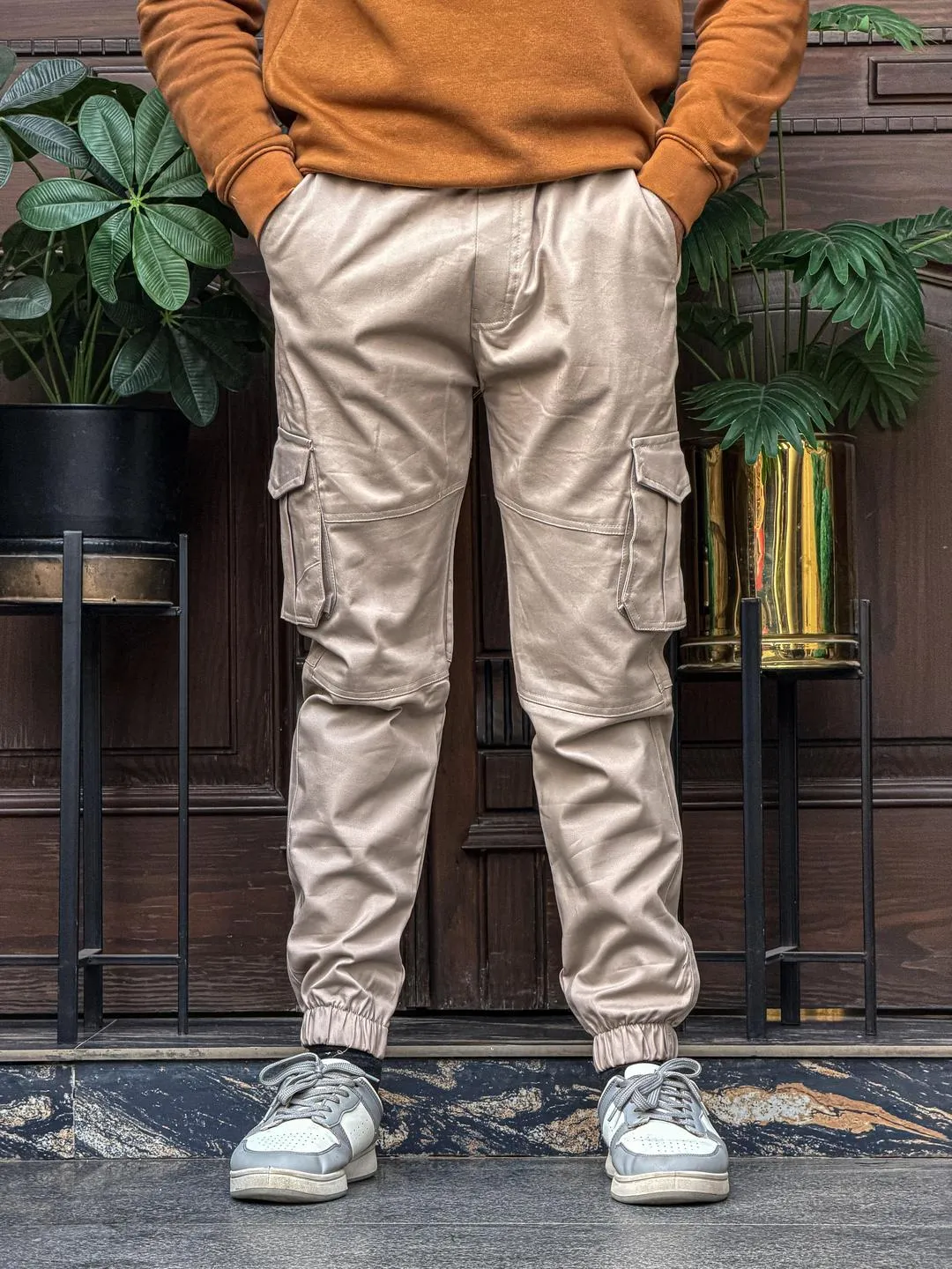 1 Pc Men's Cotton Plain Cargo Pants
