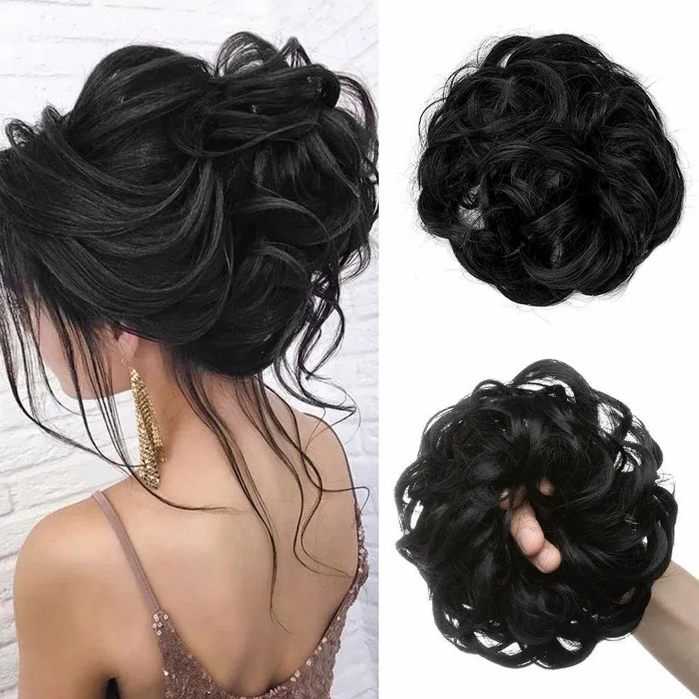 New Arrival Synthetic Bun Poni Extensions Messy Scrunchies Hair Care Pieces for Women Black color