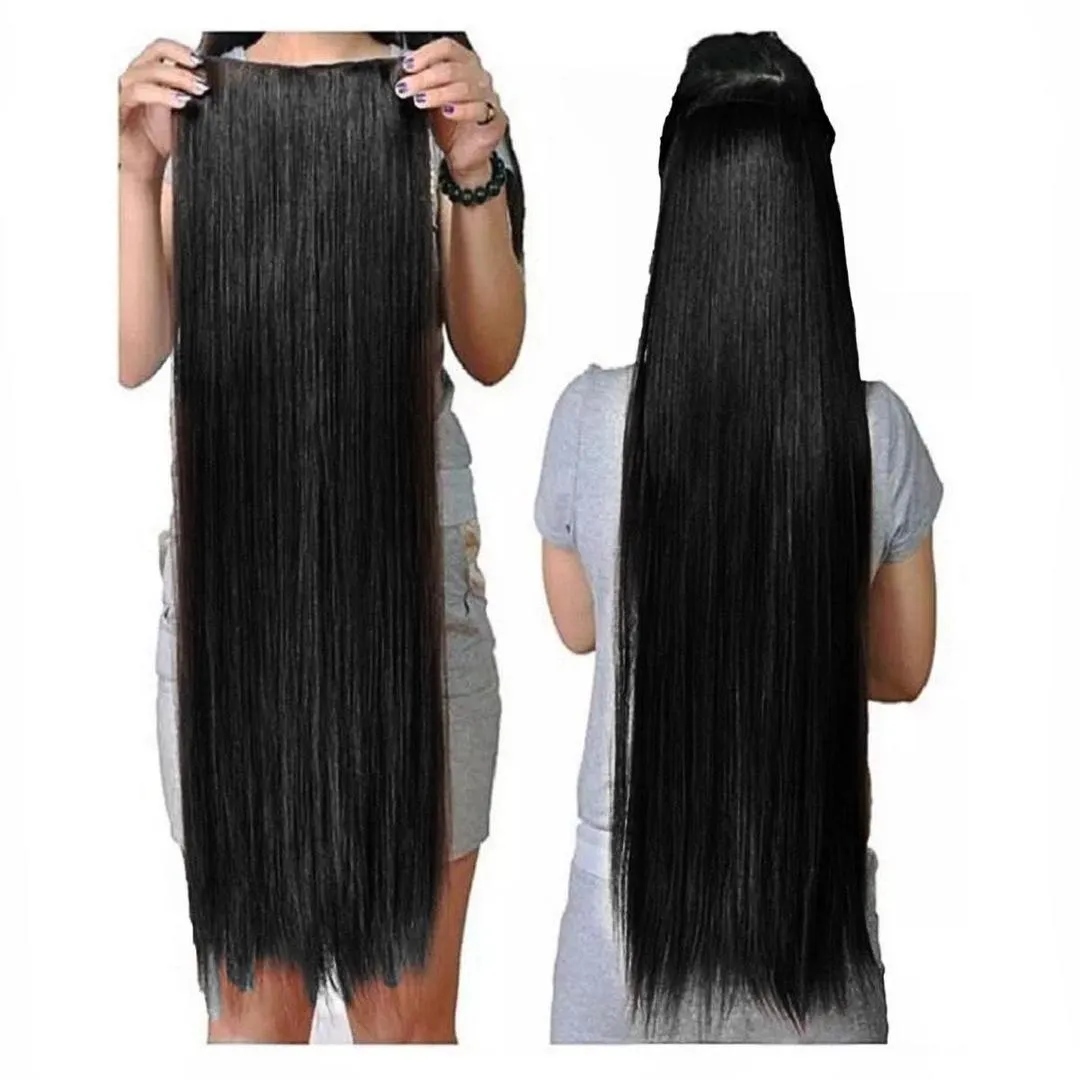 Comb Hair Extension Black - Black Color- 27Inch