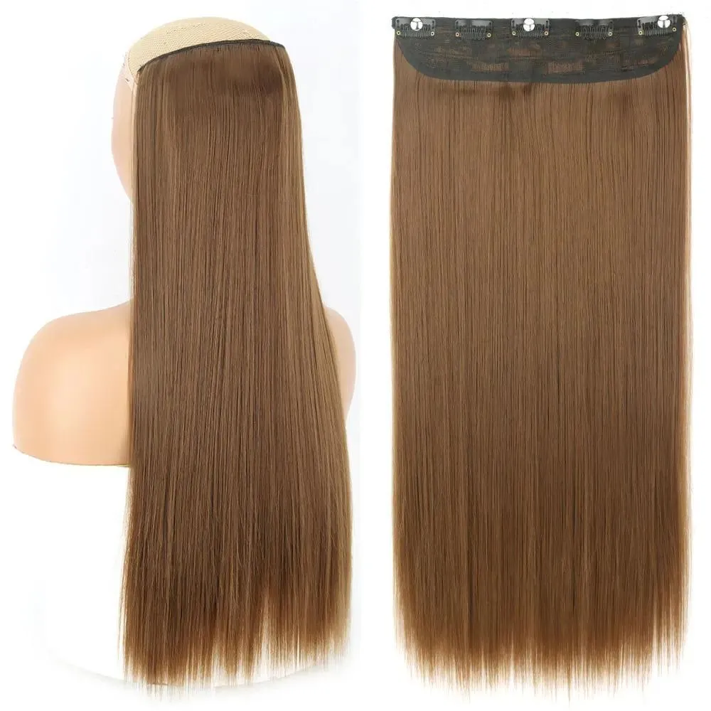New 28 inches long Hair Extension with 5 clips - natural Hair Look - Light Brown Color #6