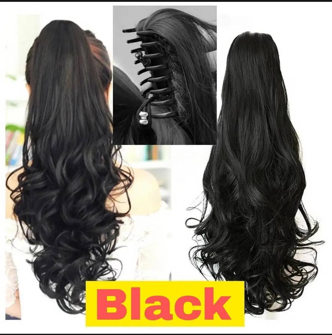 Long Hair Claw Clip Ponytail for Women Clip On Extension - black Color