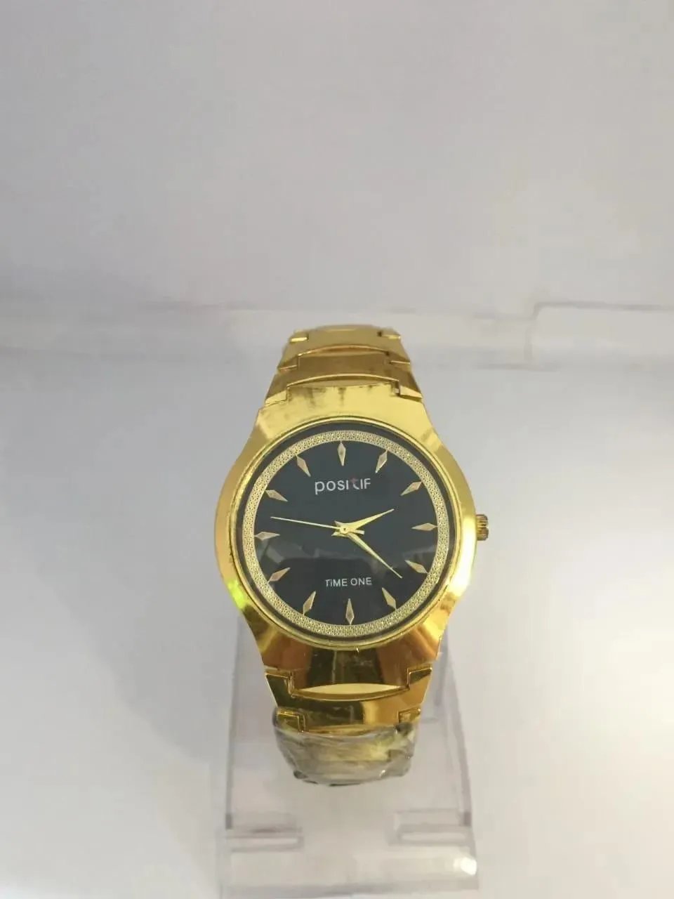Golden Men's Positif Quartz Watch with Diamond Markers