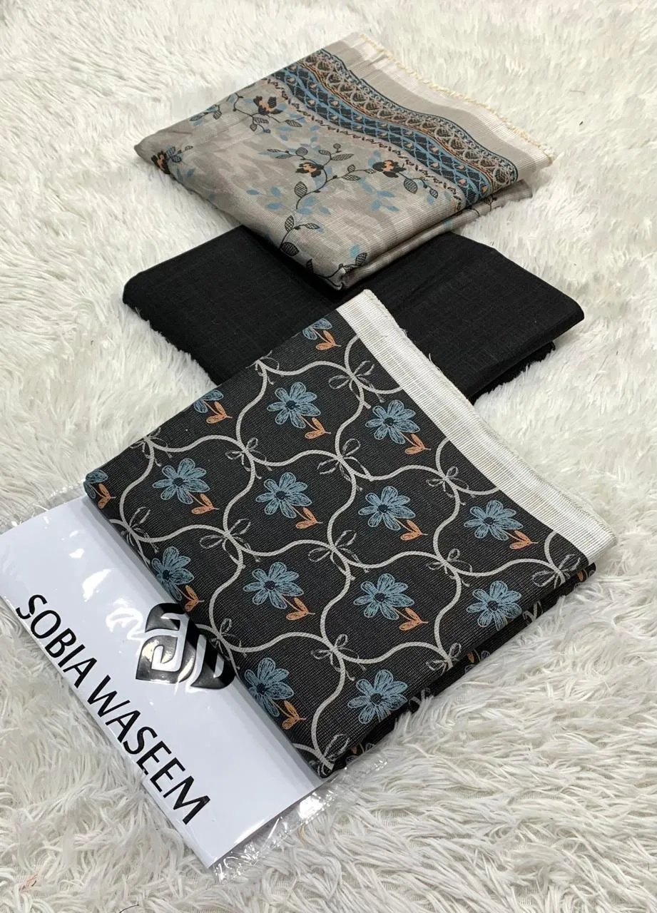 3 Pcs Women's Unstitched Printed Suit