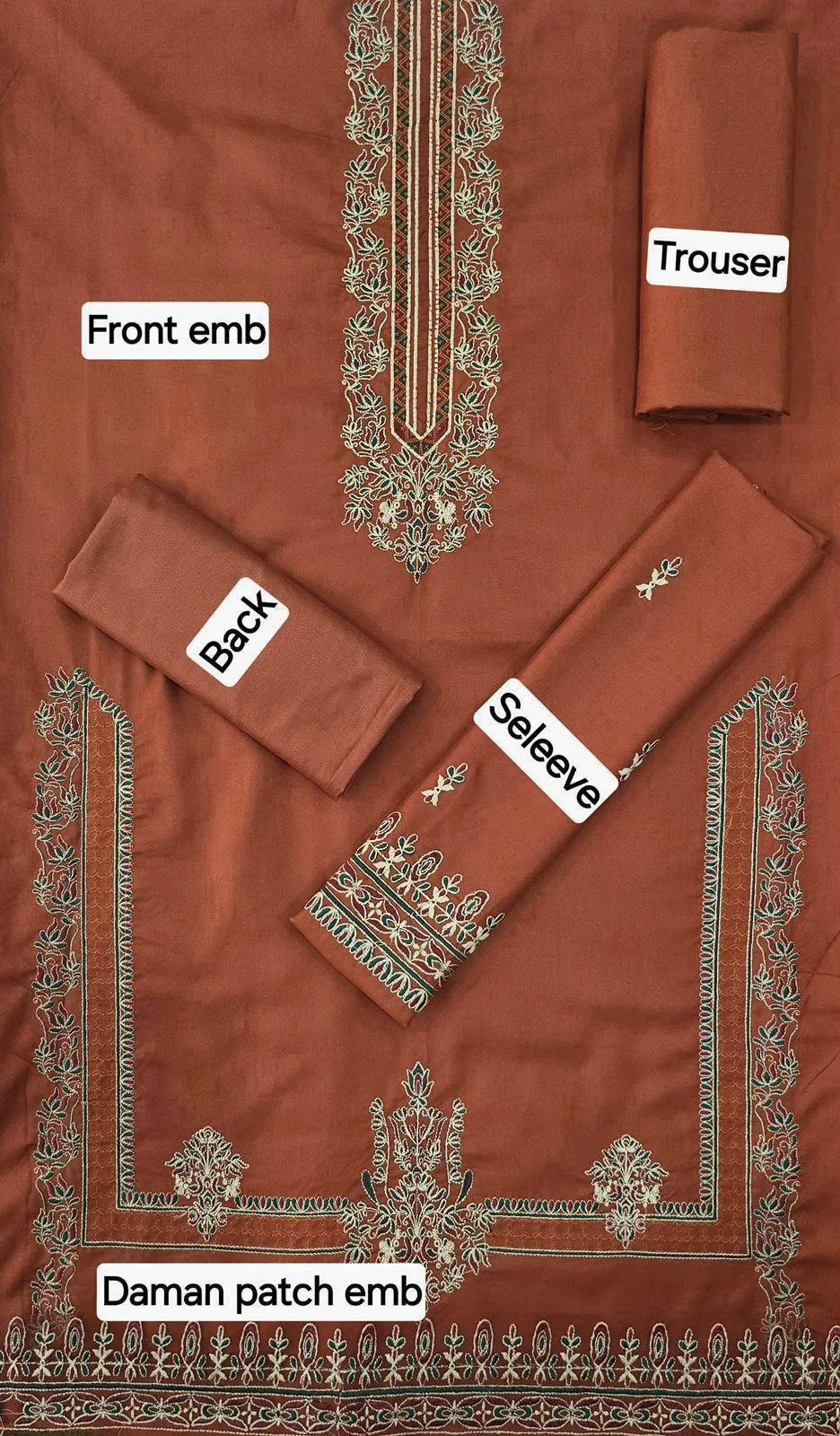 2 Pcs Women's Unstitched Embroidered Suit