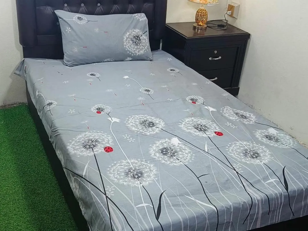 2 Pcs Cotton Printed Single Bedsheet