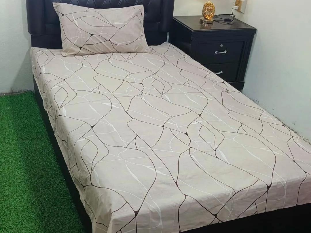 2 Pcs Cotton Printed Single Bedsheet