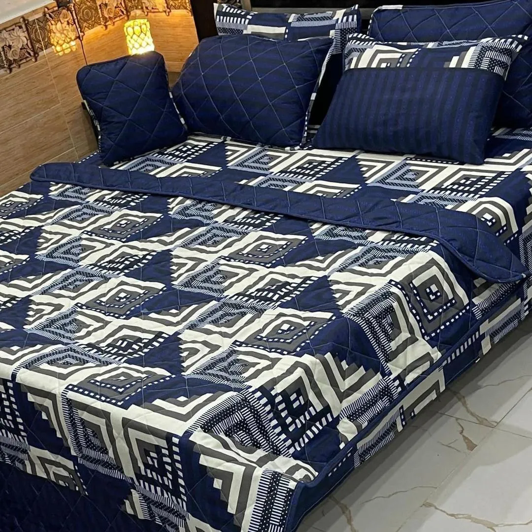 7 Pcs Cotton Printed Comforter Set