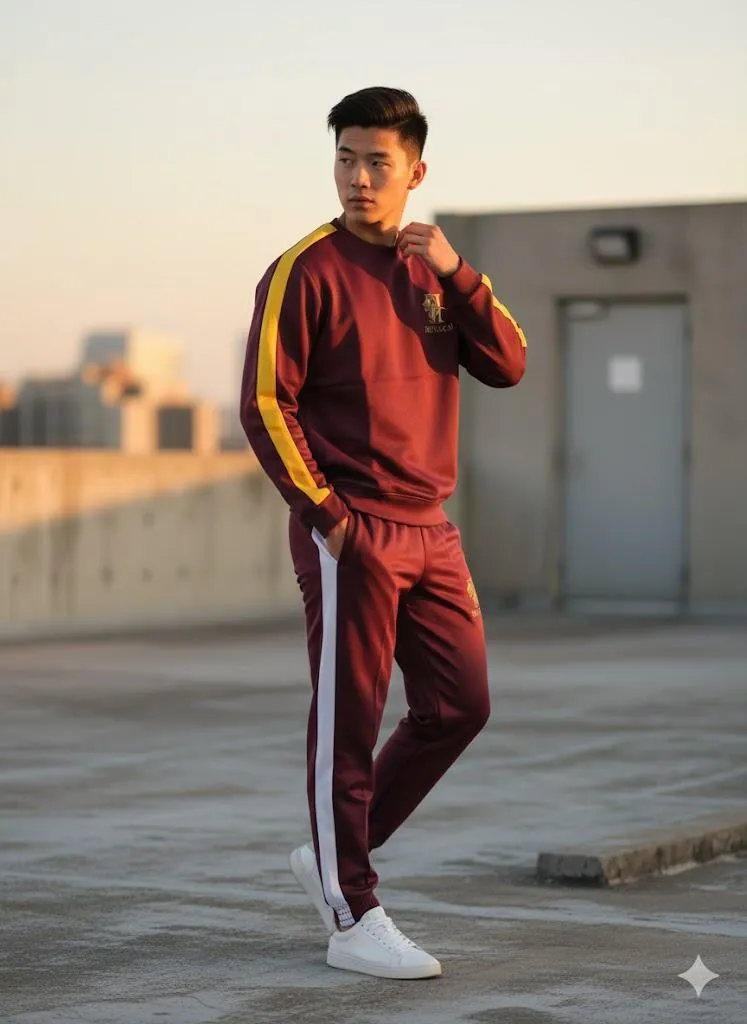 2 Pcs Men's Fleece Printed Sweatshirt Track Suit