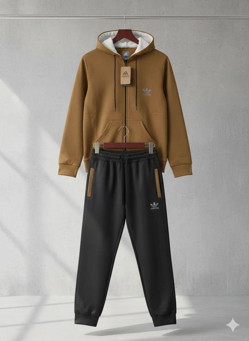 2 Pcs Men's Jersey Printed Zipper Track Suit