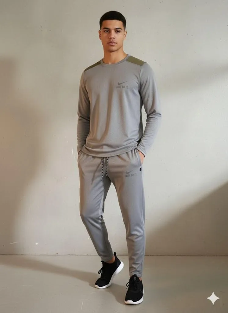 2 Pcs Men's Fleece Printed Sweatshirt Track Suit