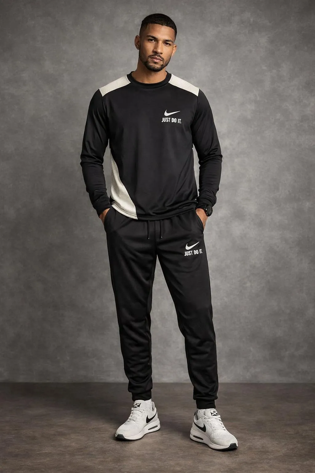 2 Pcs Men's Polyester Printed Sweatshirt Track Suit