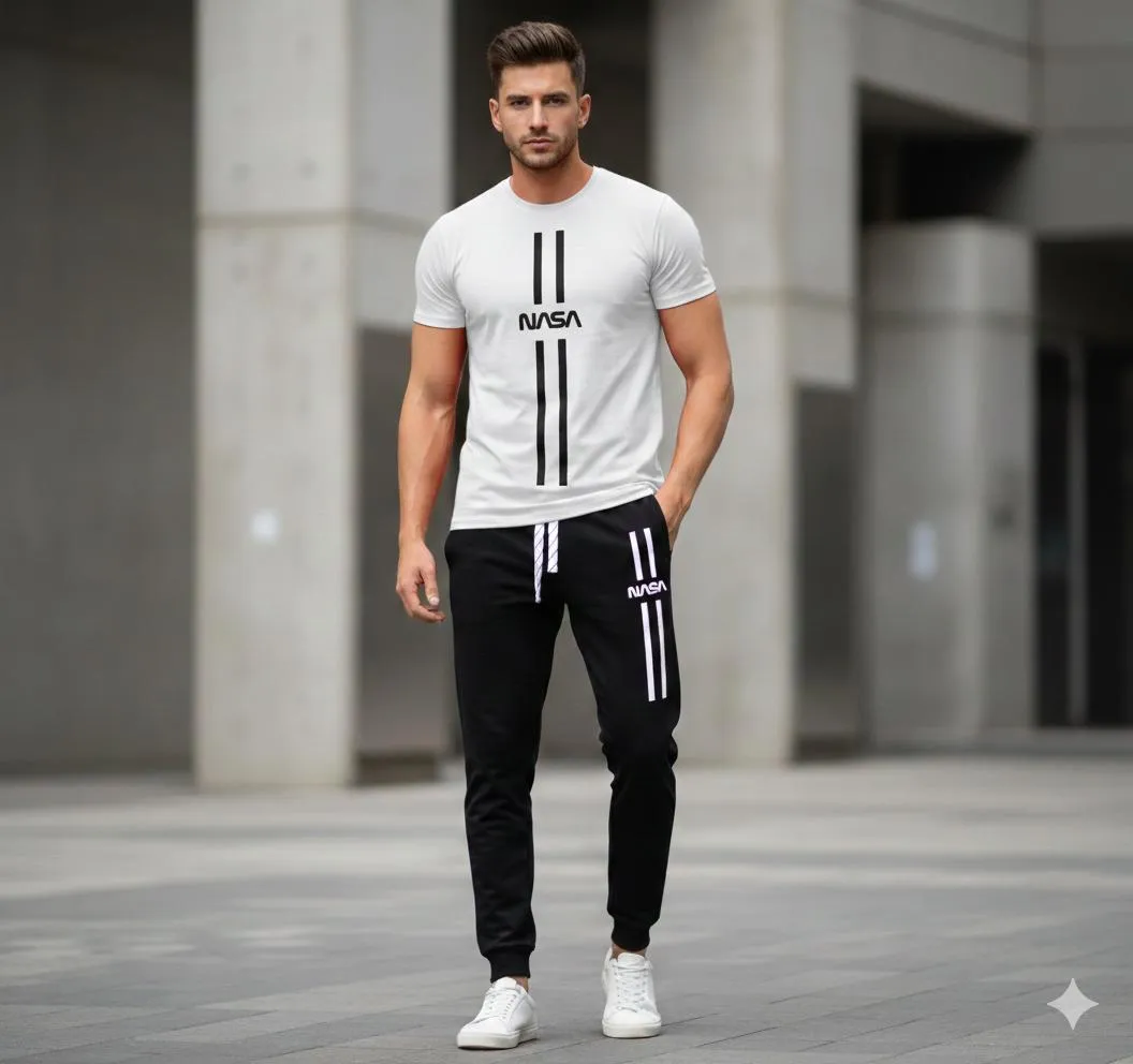 2 Pcs Men's Polyester Printed Track Suit