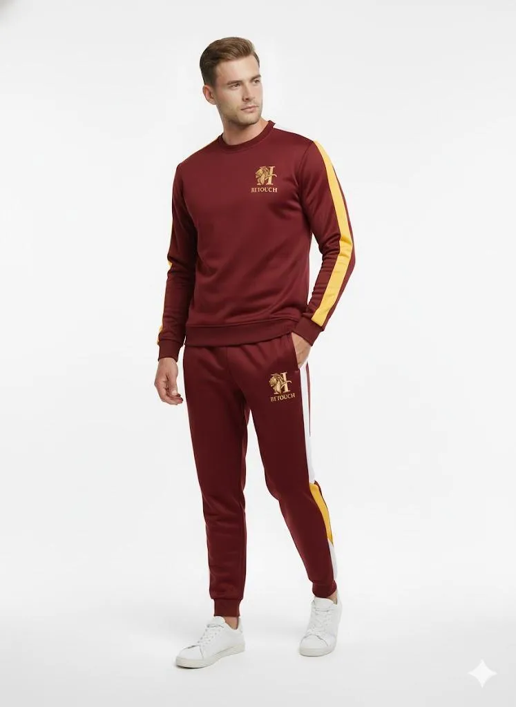 2 Pcs Men's Fleece Printed Sweatshirt Track Suit