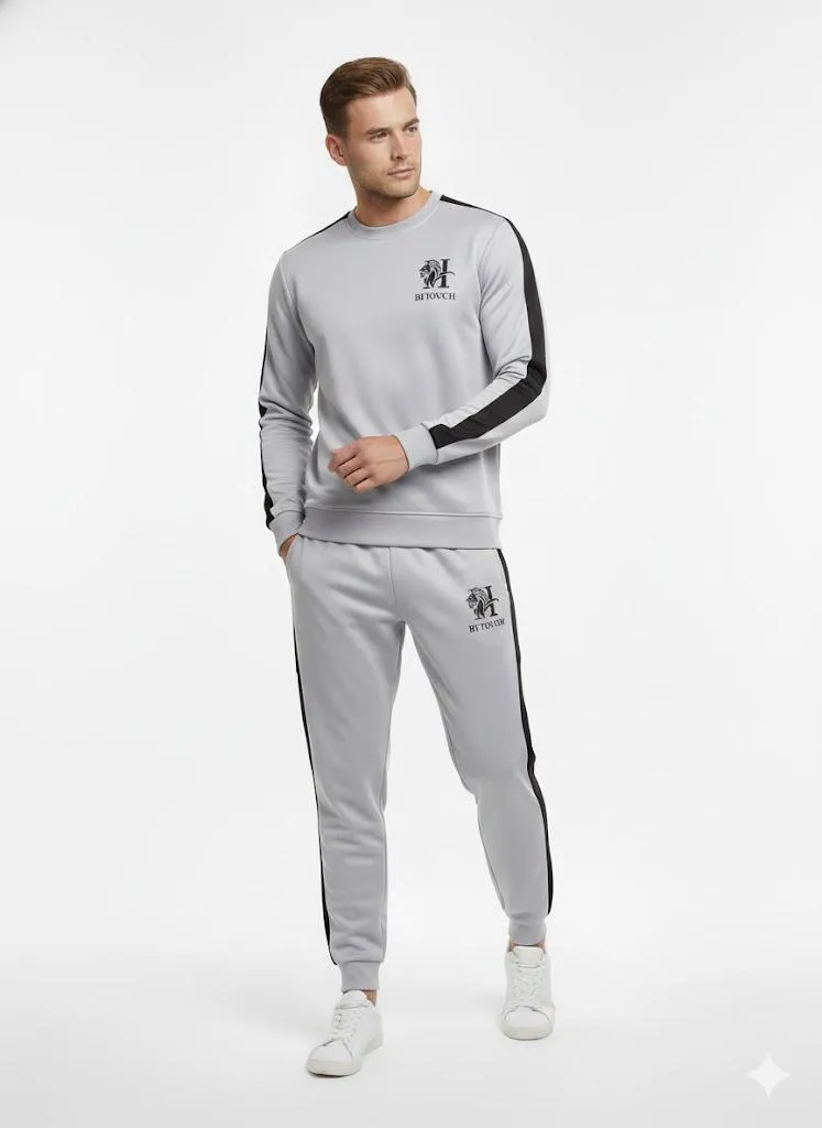 2 Pcs Men's Fleece Printed Sweatshirt Track Suit