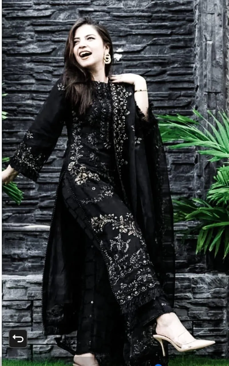 3 Pcs Women's Unstitched Embroidered Suit
