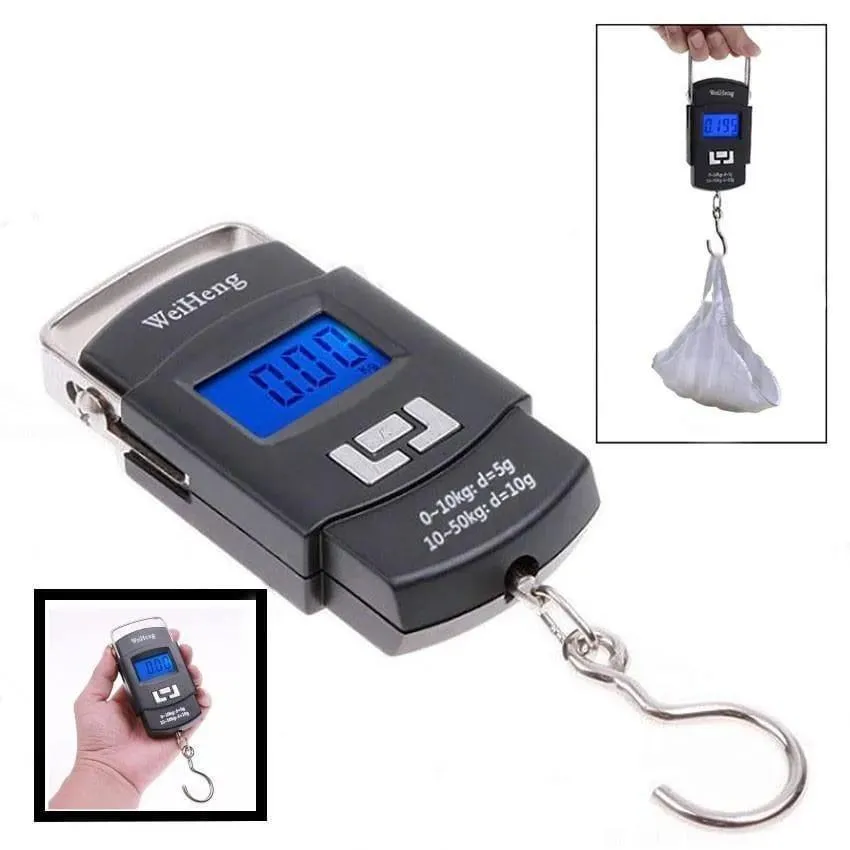 50 Kg Mini Portable Luggage Scale With a Capacity Travel Bag Weight Checker with Digital Display and Hanging Weight Scale