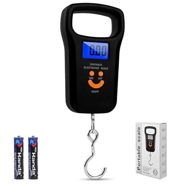 110 lb / 50 kg Digital Luggage Scale with Hooks – LCD Display, Multi-Weighing Units, High Precision for Suitcases, Bags, & Kitchen Use