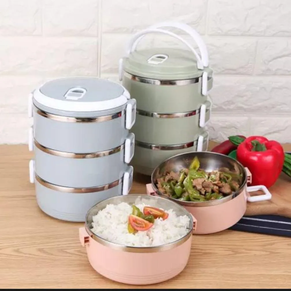 3-Tier Insulated Tiffin Lunch Box (Small) with Vacuum Seal – Portable Thermos Food Storage