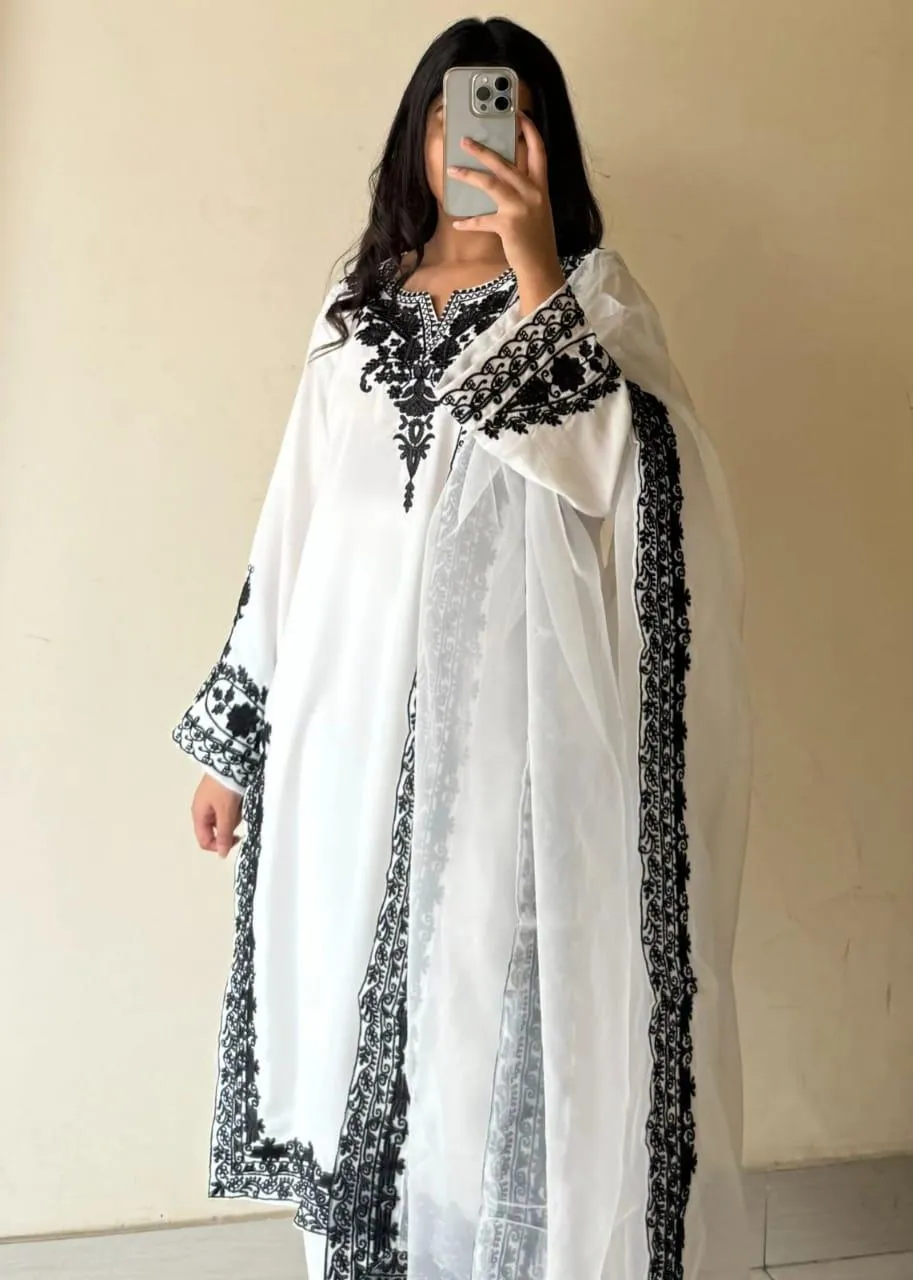 3 Pcs Women's Stitched Organza Embroidered Suit