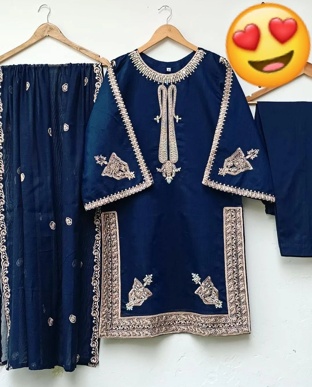 3 Pcs Women's Stitched Shamoz Silk Embroidered Suit