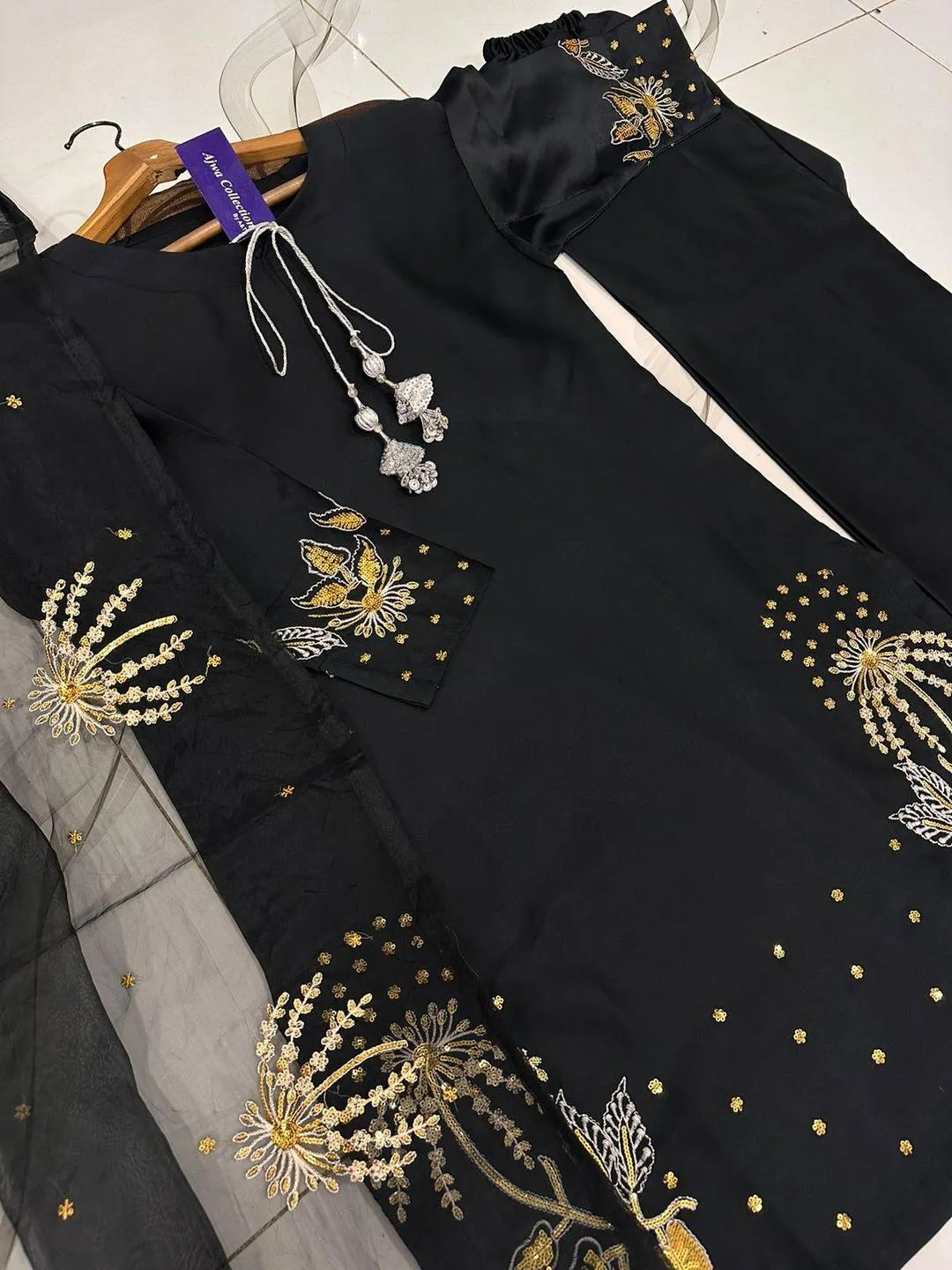 Silver/Golden Heavy Sequence Embroidery 3Pcs Set