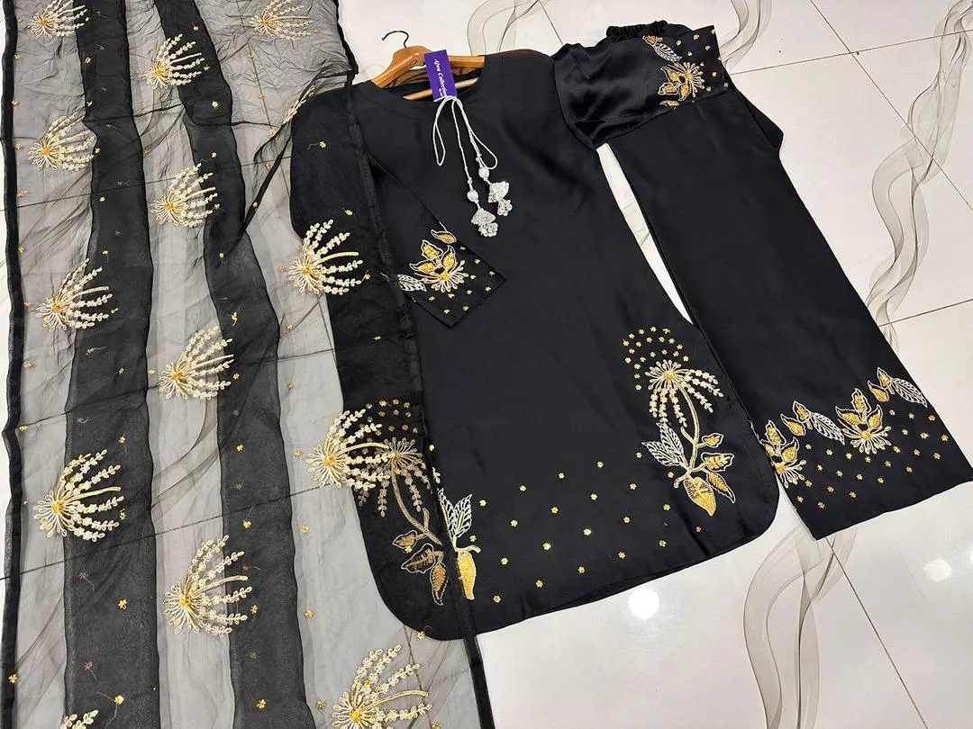 Silver/Golden Heavy Sequence Embroidery 3Pcs Set