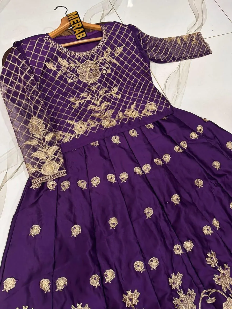 2 Pcs Women's Stitched Shamoz Silk Embroidered Maxi Suit