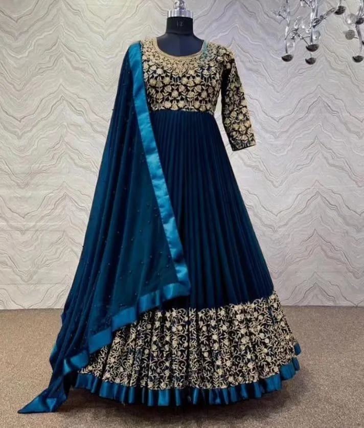 3 Pcs Women's Stitched Shamoz Silk Embroidered Maxi Suit