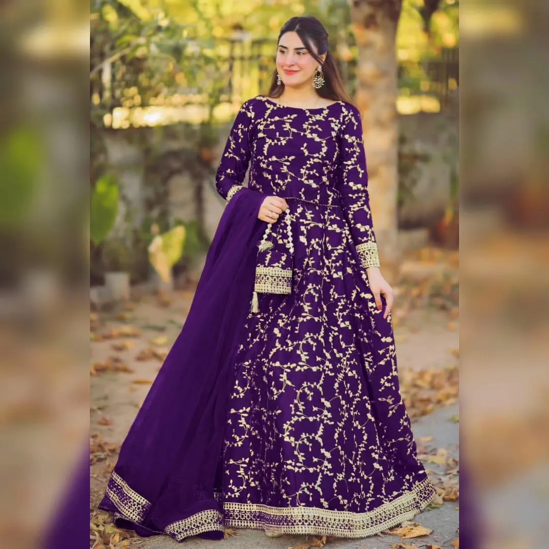 3 Pcs Women's Stitched Shamoz Silk Embroidered Lehenga Choli