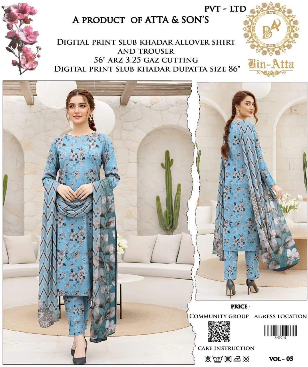 3 Pcs Women's Unstitched Printed Suit