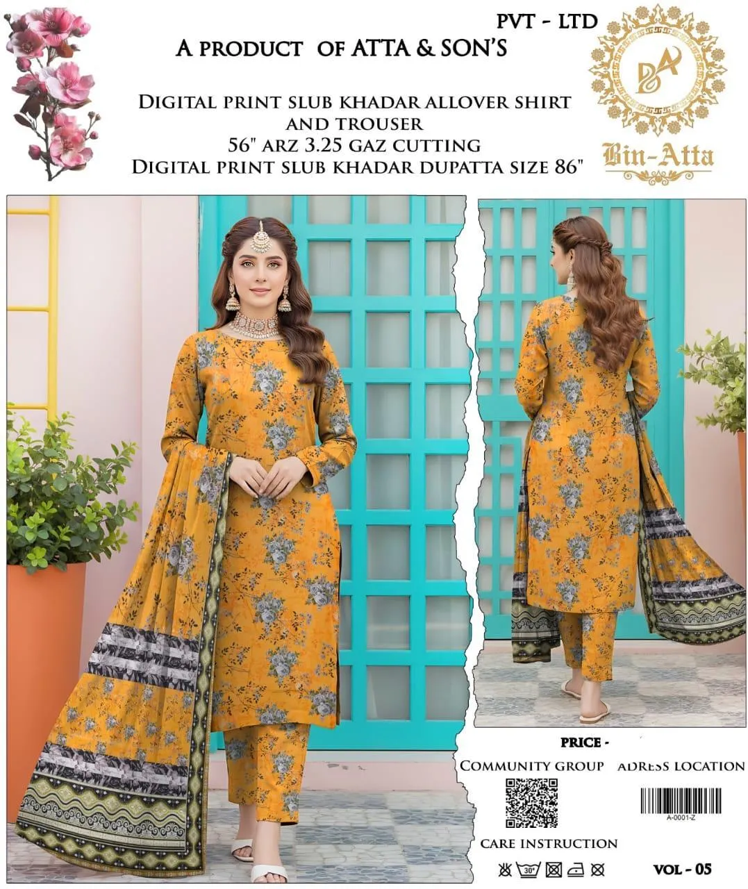 3 Pcs Women's Unstitched Printed Suit