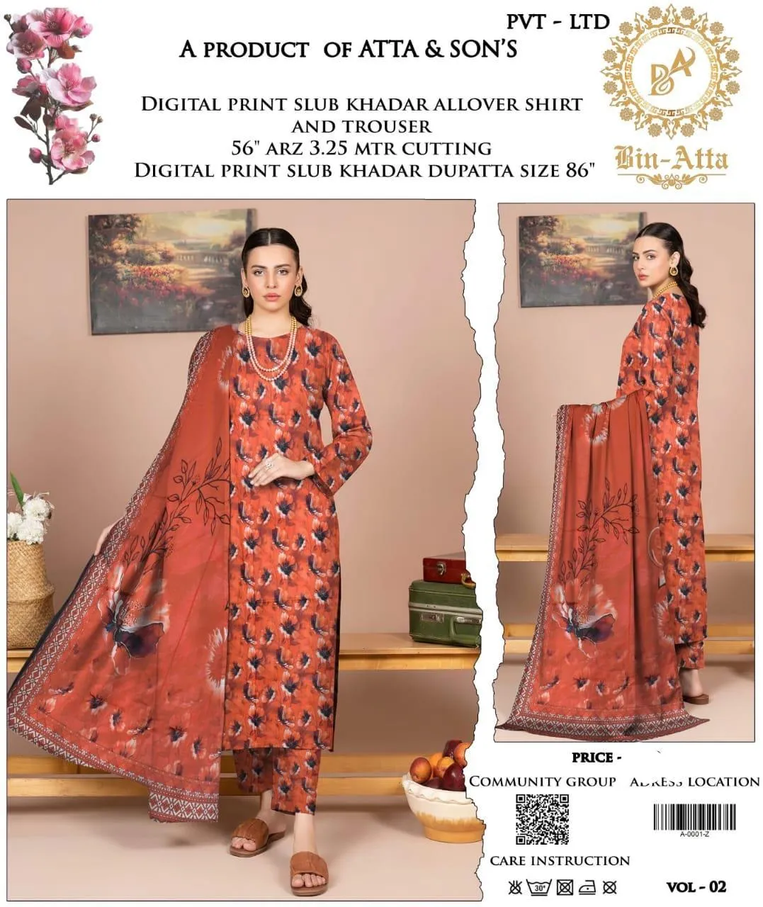 3 Pcs Women's Unstitched Printed Suit