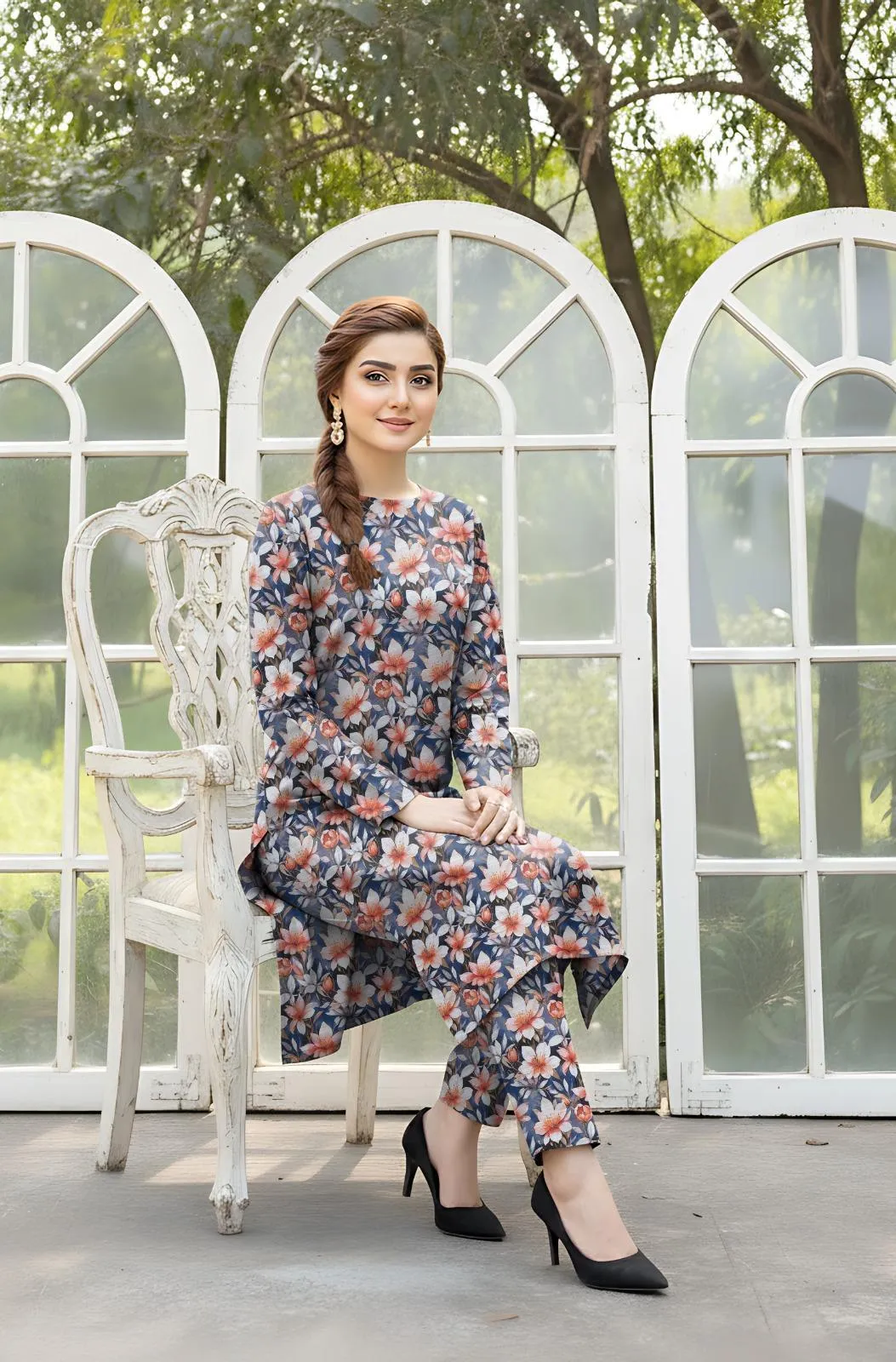 2 Pcs Women's Unstitched Printed Suit