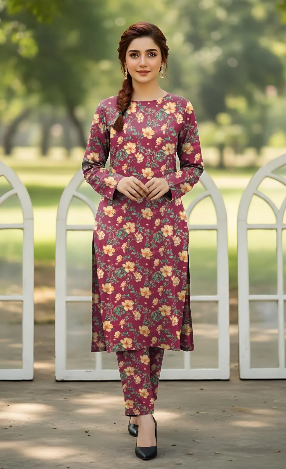 2 Pcs Women's Unstitched Printed Suit